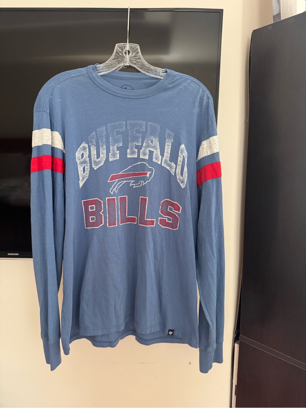 47 Brand Buffalo Bills Long Sleeve Shirt in Slate Blue with Red & White Accents